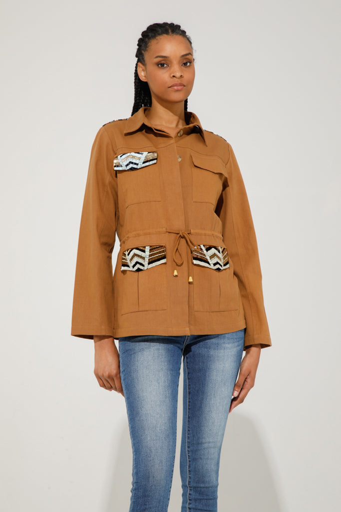 Kate Embellished Jacket (Brown)