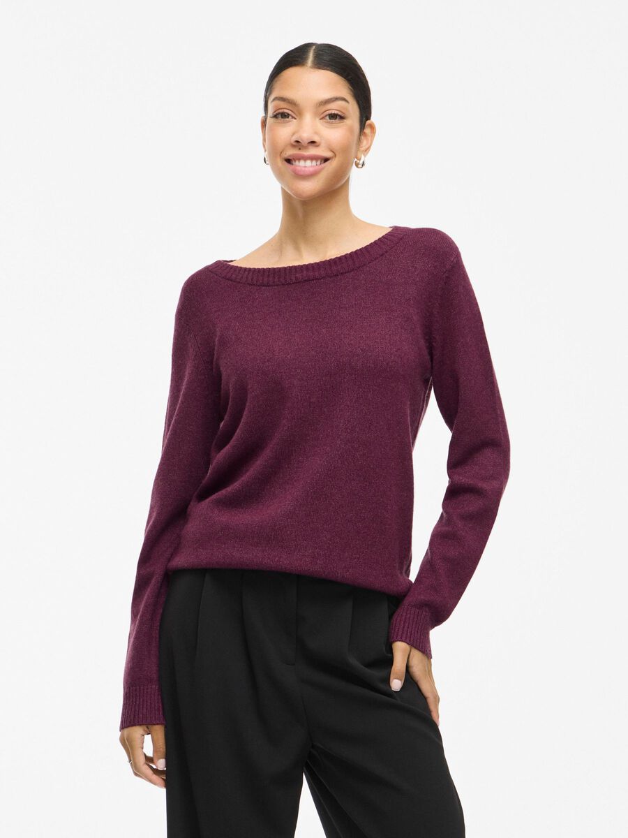 Floria Knitted Jumper (Fig/Dark Melange)