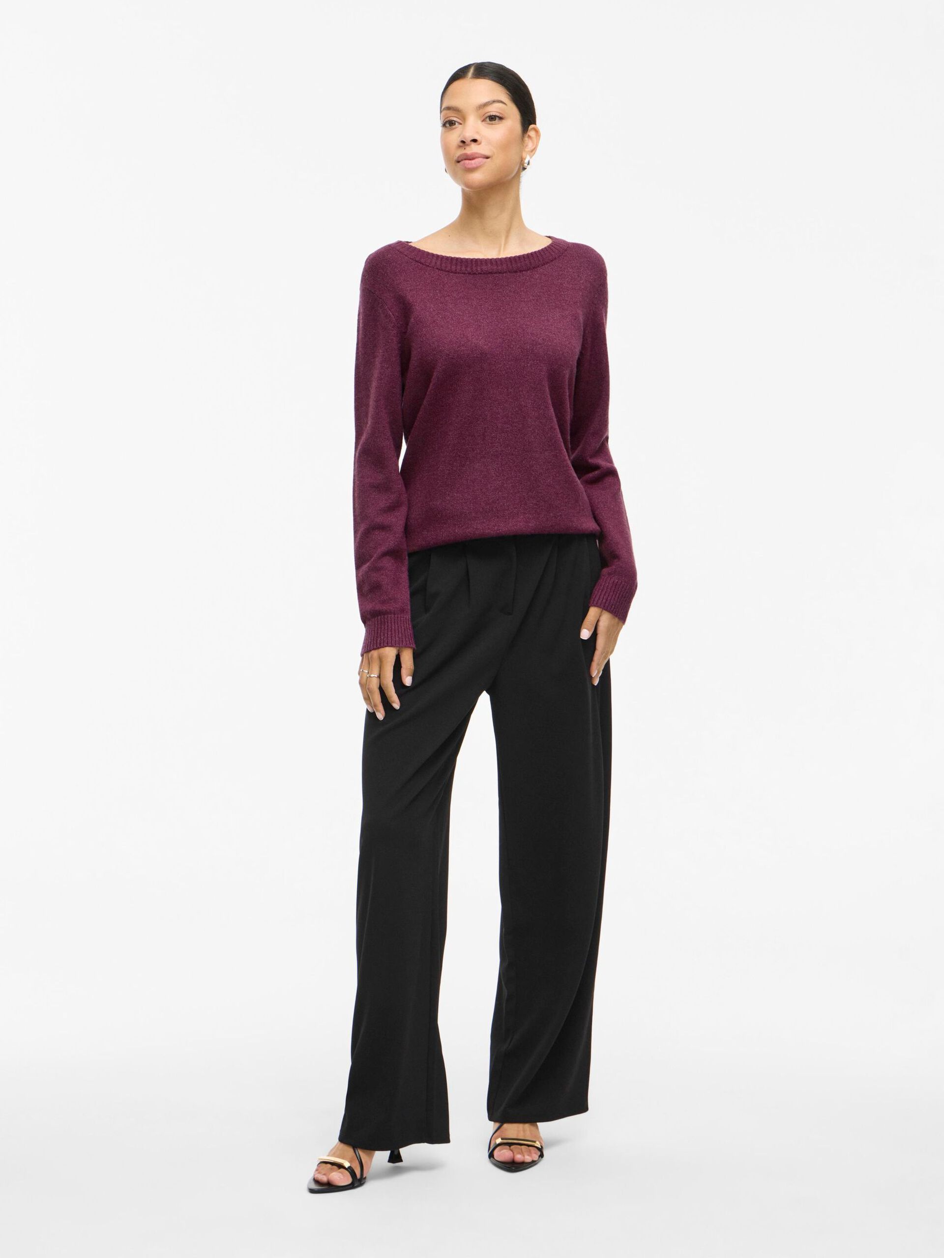 Floria Knitted Jumper (Fig/Dark Melange)