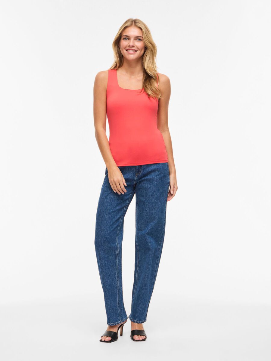 Kennza O-Neck Tank Top (Hibiscus)