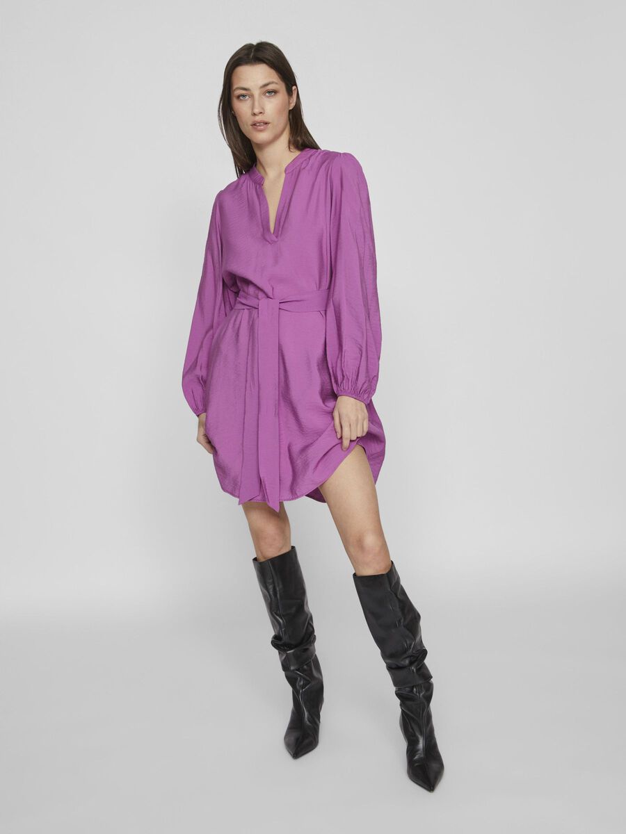 VANDY L/S SHORT DRESS (CATTLEYA ORCHID)