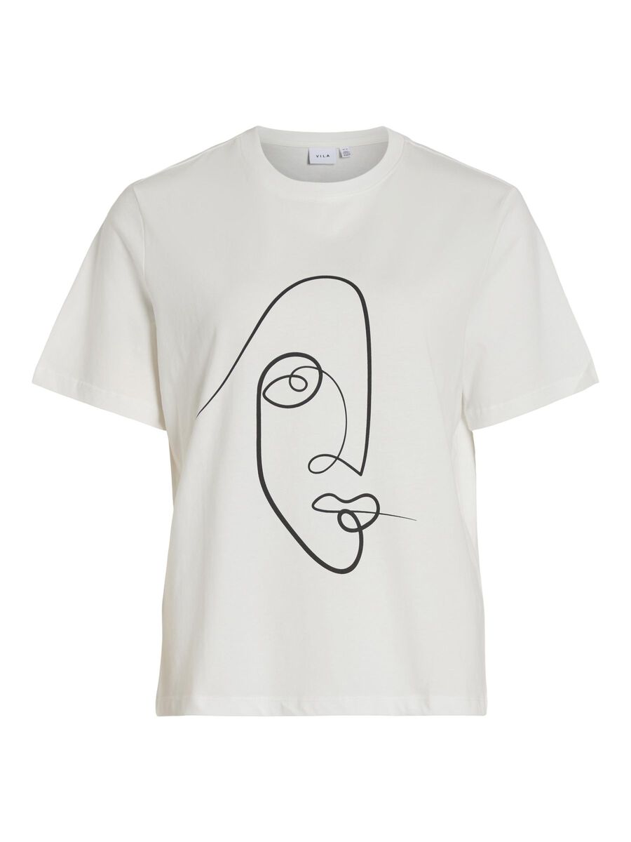 FACE PRINTED COTTON T-SHIRT (WHITE)