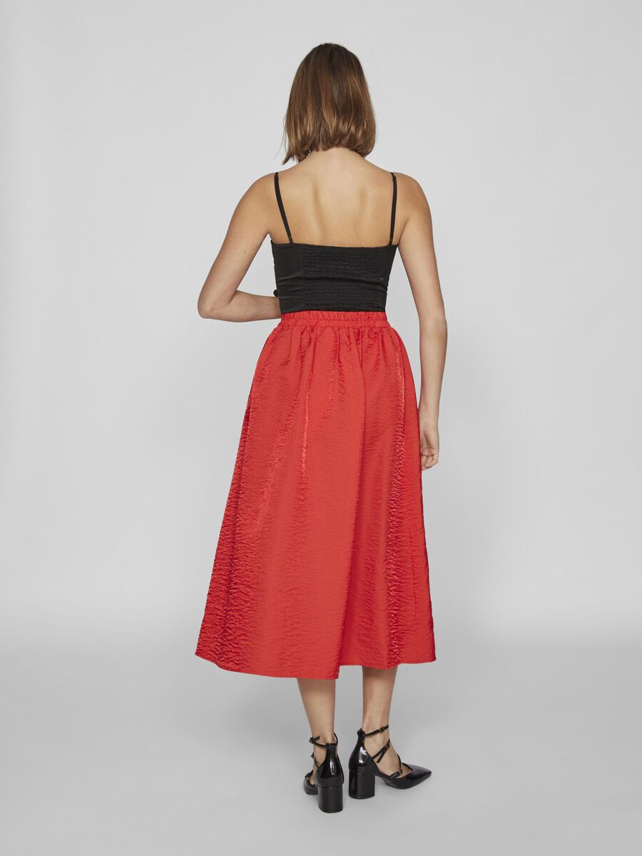 MABELLE VOLUME MIDI SKIRT (POPPY RED)