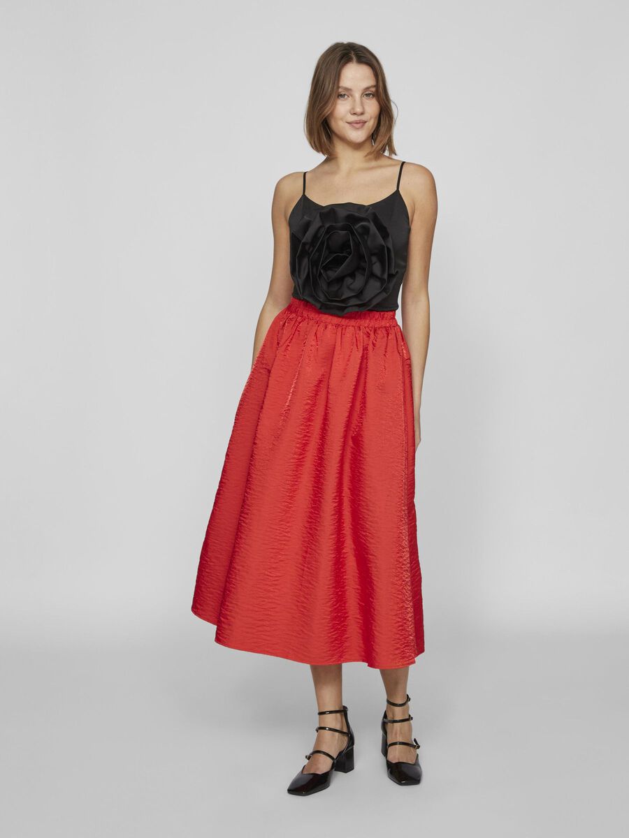 MABELLE VOLUME MIDI SKIRT (POPPY RED)
