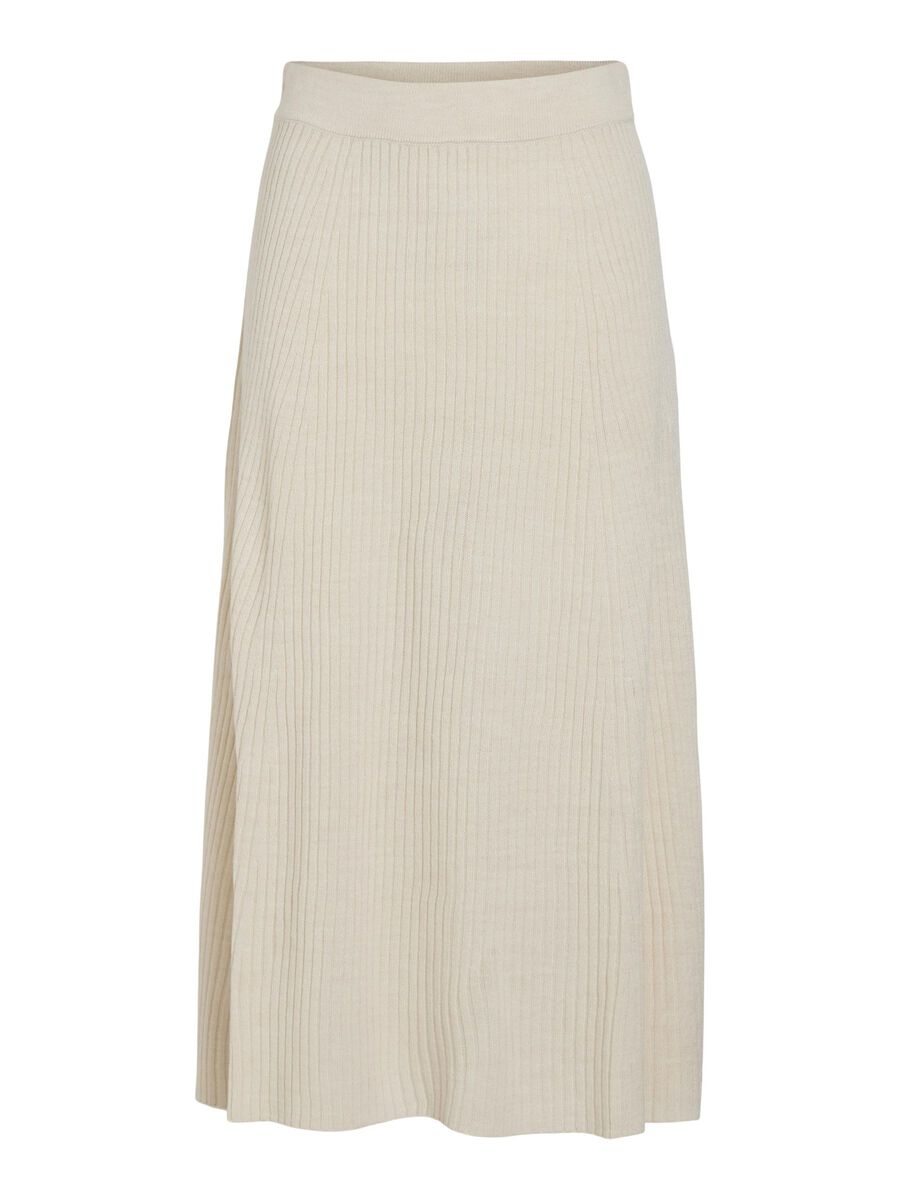 Olina Rib Knit Midi Skirt (Super Light Natural)