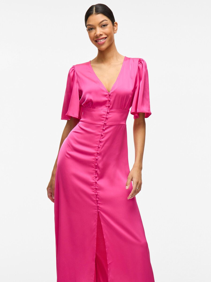 Ravenna V-Neck Ankle Dress (Raspberry Rose)