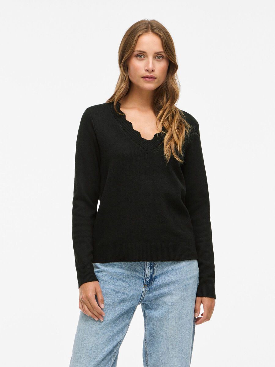 Kim V-Neck Knit Jumper (Black Beauty)