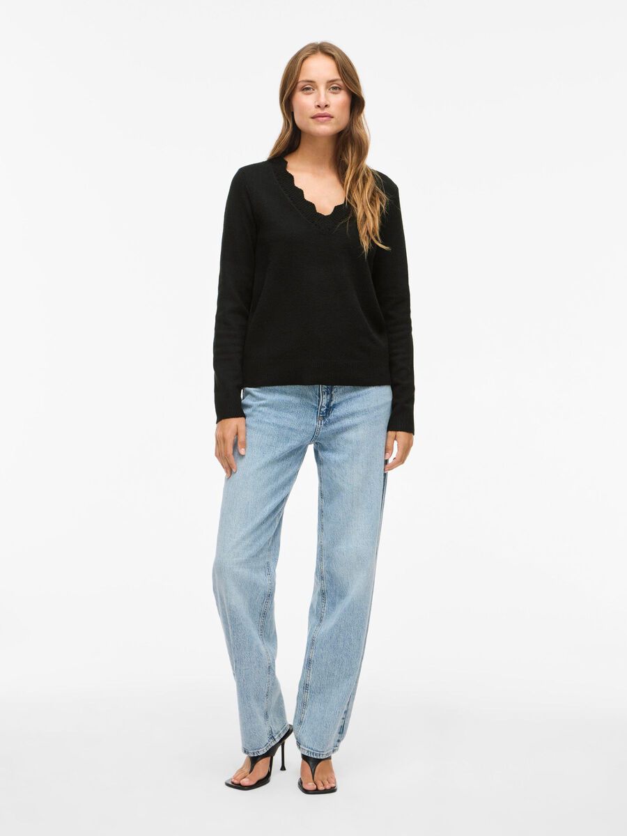 Kim V-Neck Knit Jumper (Black Beauty)