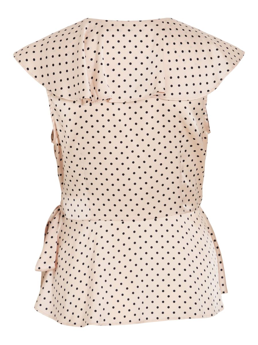 Kimberly Wrap Top (Peach Whip/Black Dots)