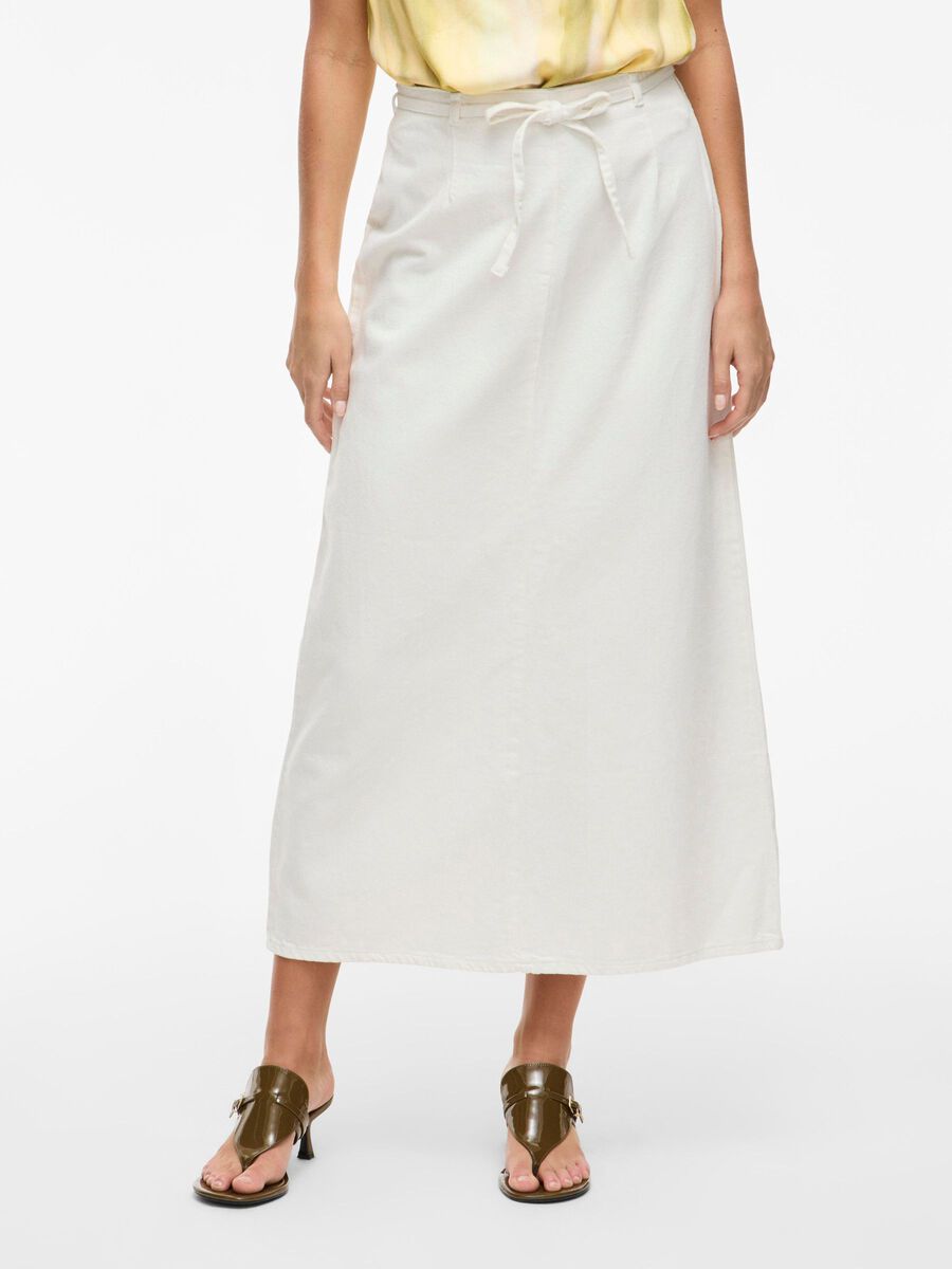 Paige Denim Maxi Skirt (White)