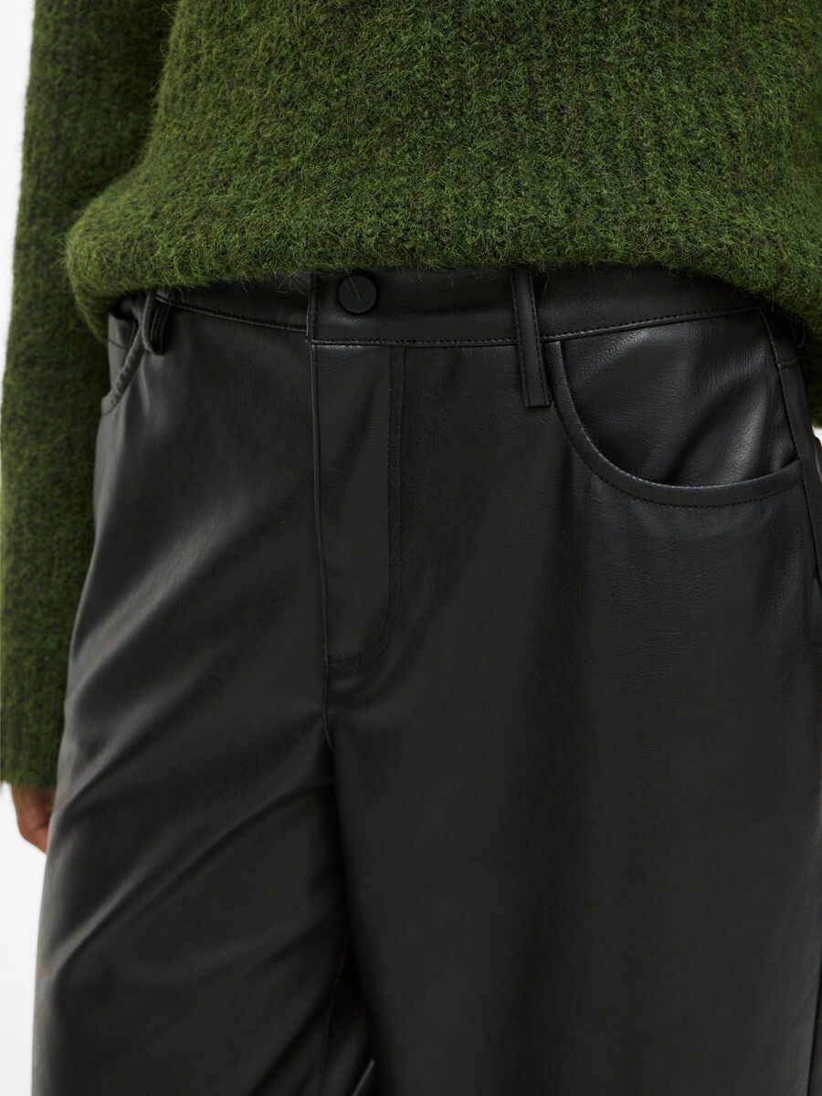 Annie Coated Wide Leg Pants (Black)