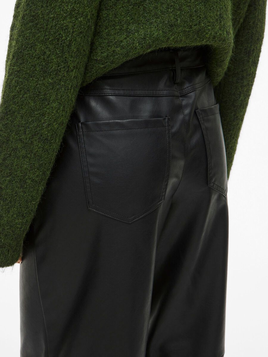 Annie Coated Wide Leg Pants (Black)