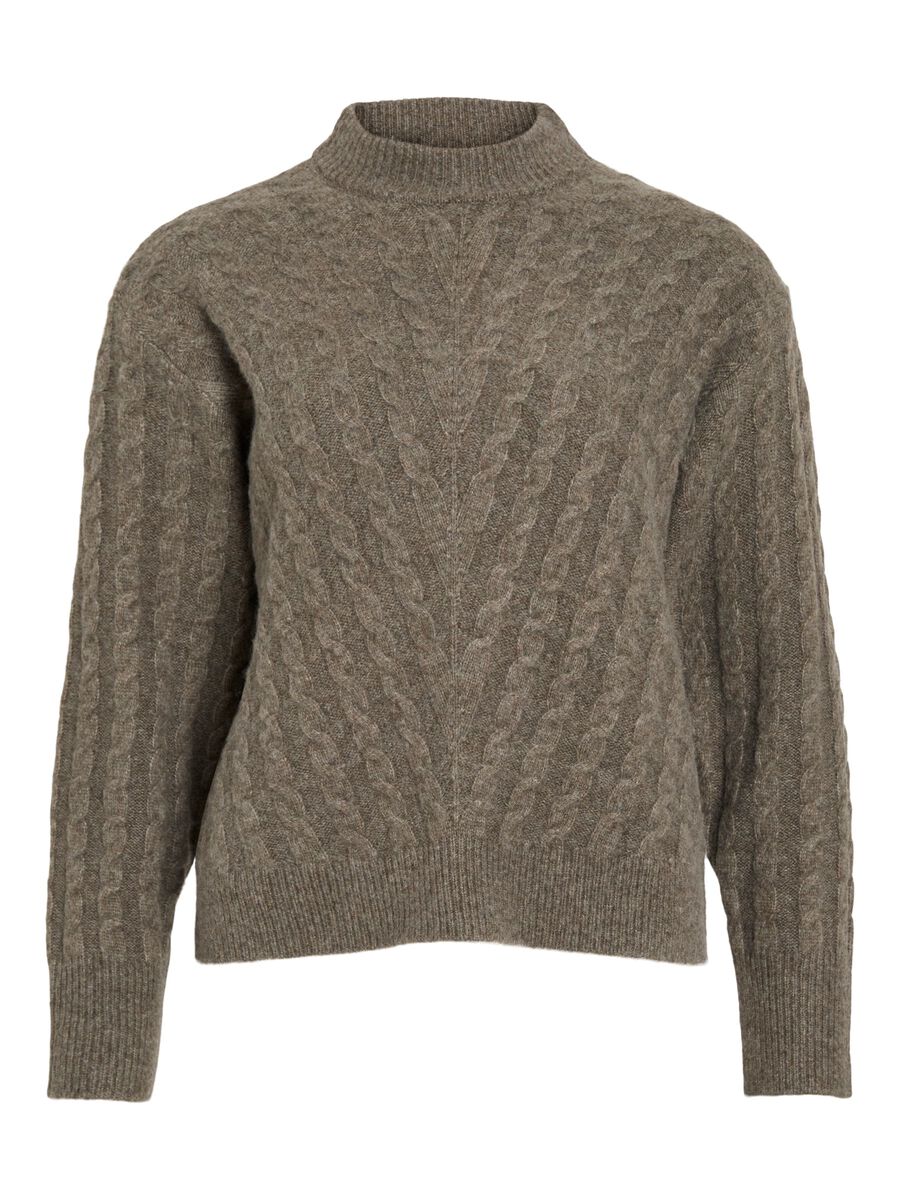 Mandy High Neck Knit Jumper (Falcon/Melange)