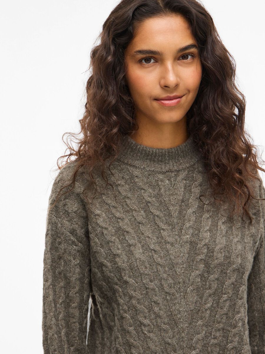 Mandy High Neck Knit Jumper (Falcon/Melange)