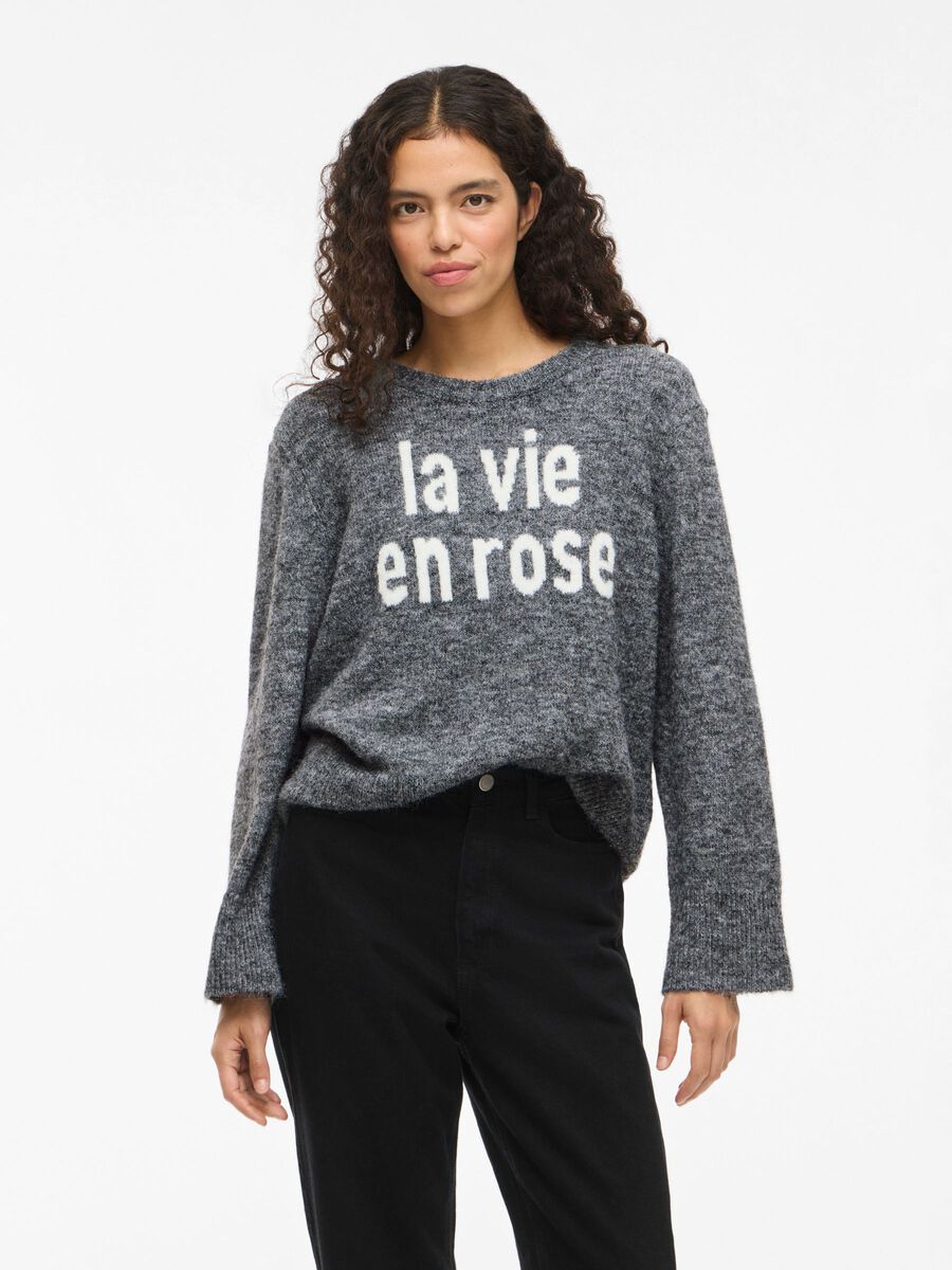 Melie Knit Jumper (Medium Grey Melange/White)