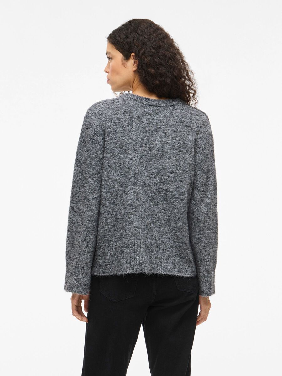 Melie Knit Jumper (Medium Grey Melange/White)