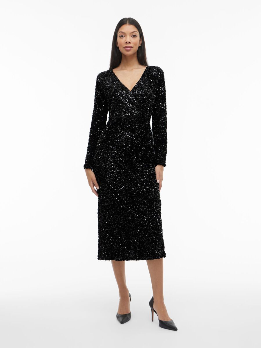 Faith Sequin Midi Dress (Black Beauty)