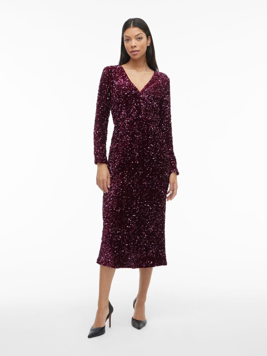 Faith Sequin Midi Dress (Fig)