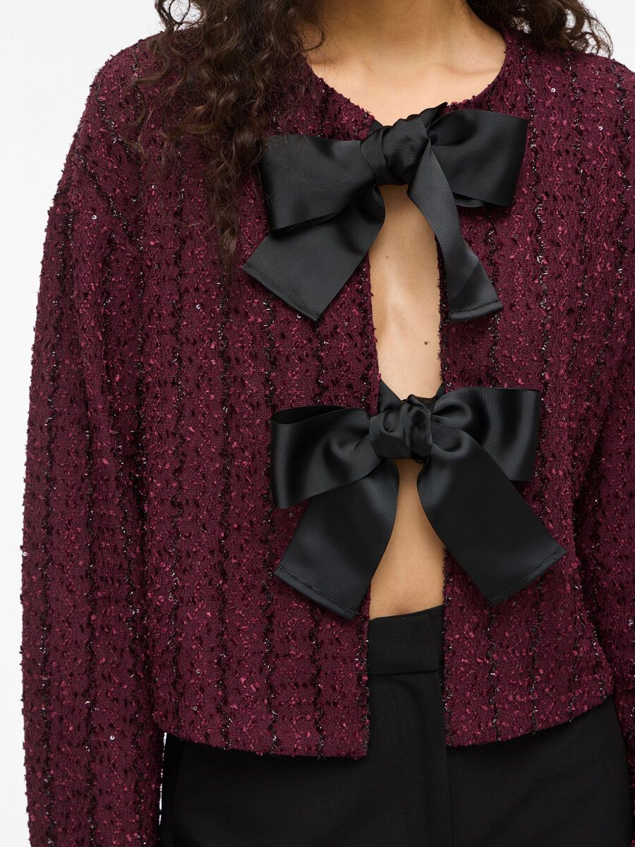 Otta Bow Detailed Cardigan (Fig/Black Bows)