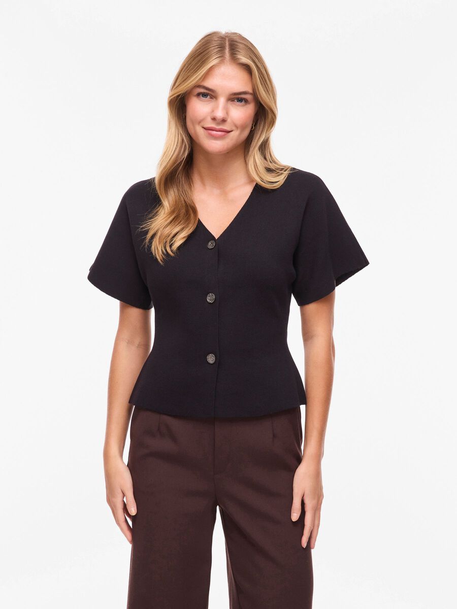 Sway Short Sleeve Knitted Cardigan (Black Beauty)