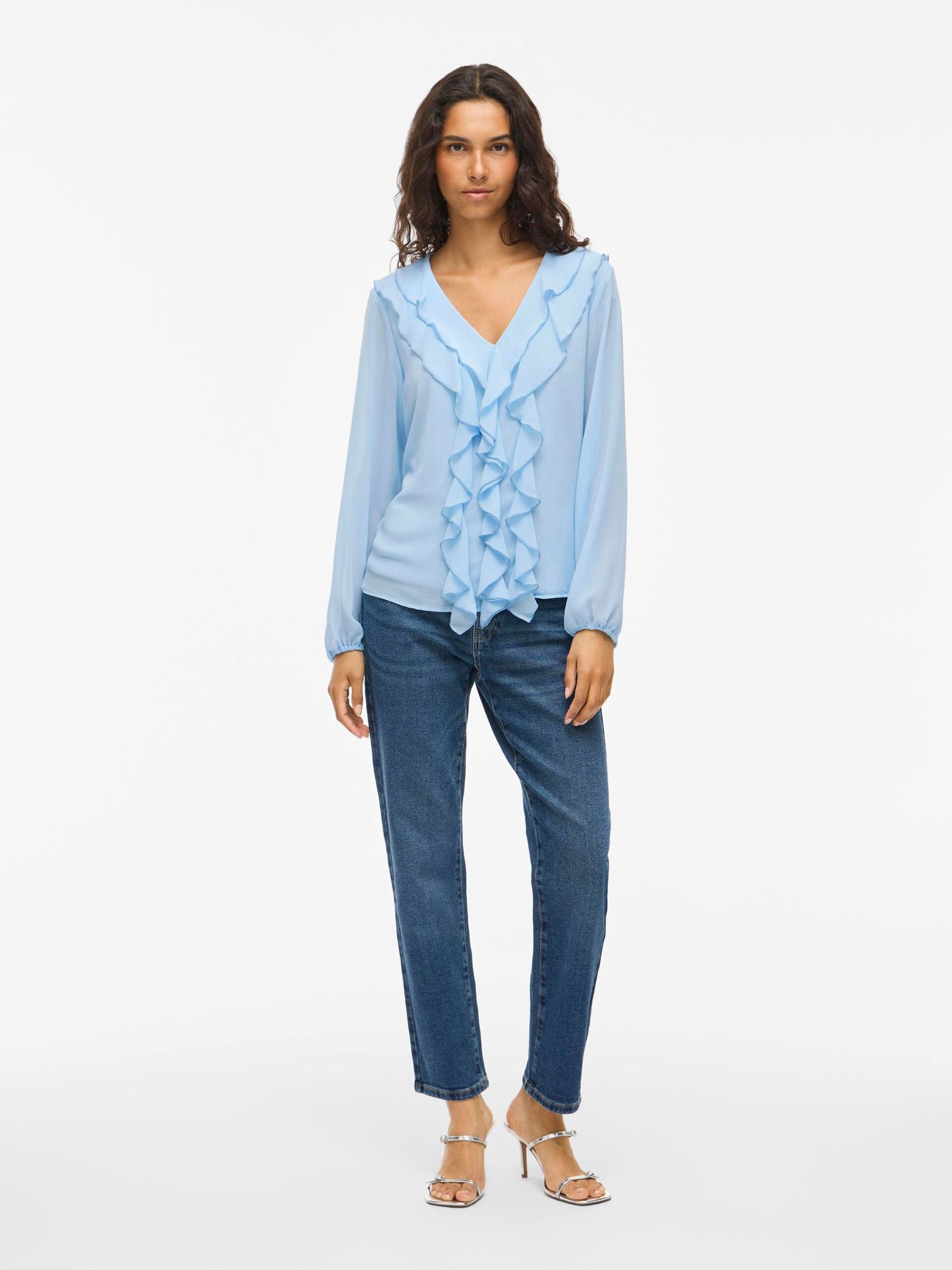 Diane Frill V-Neck Top (Kentucky Blue)