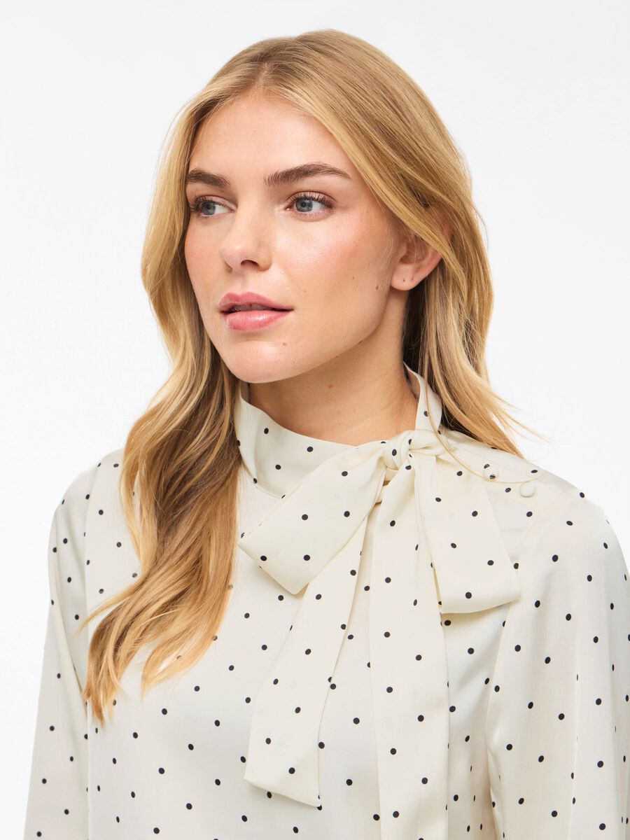 Fadia Bow Top (Cloud Dancer/Black Dots)