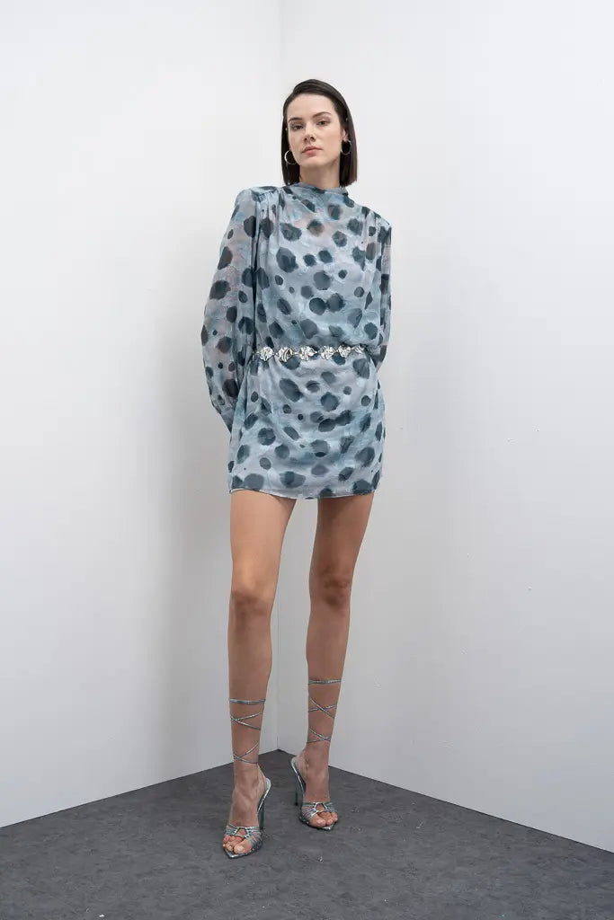 Chiffa Mini Dress (Blue)