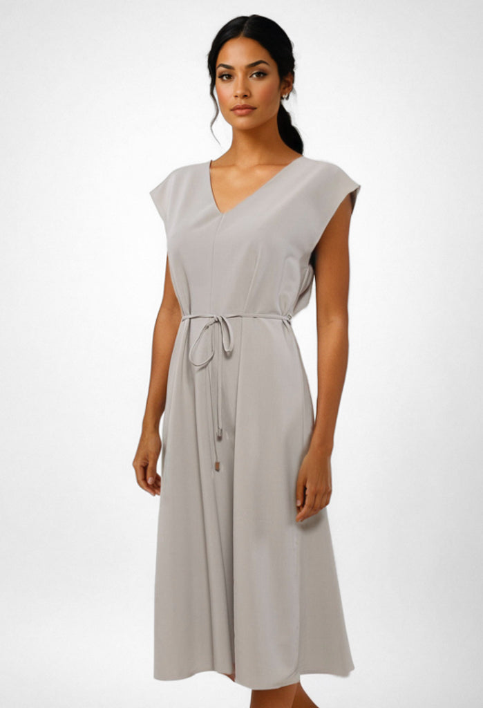 Belen Midi Dress (Stone Beige)