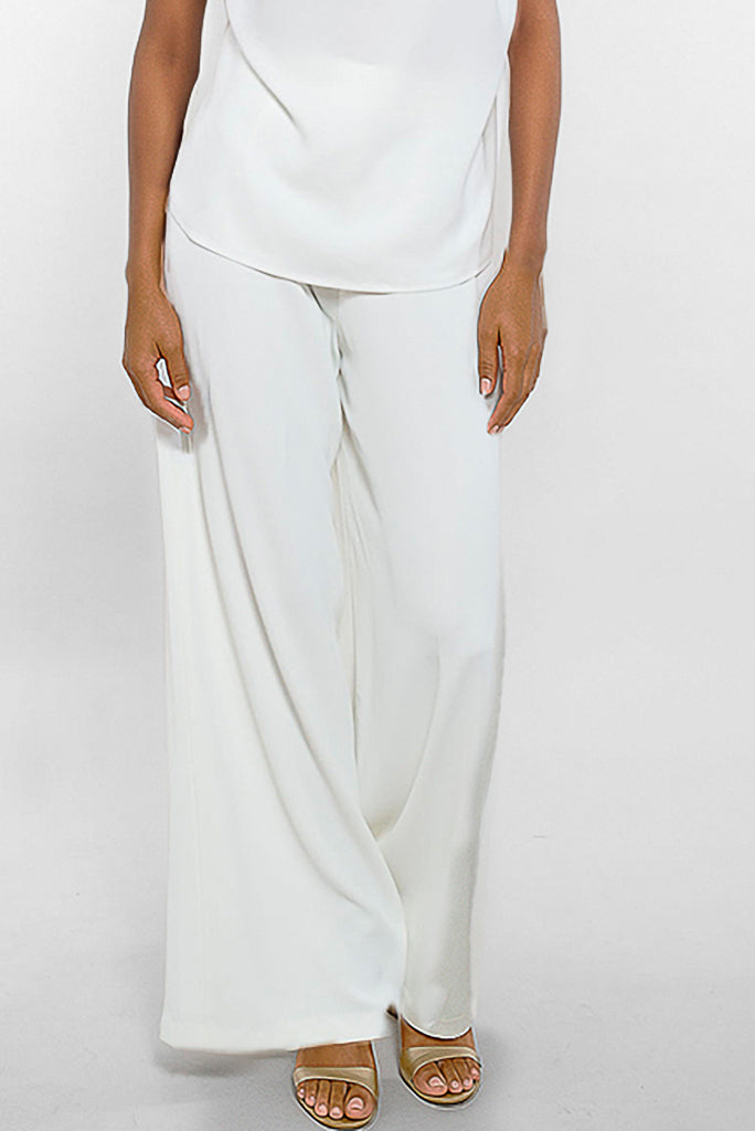 Elina Wide Leg Trousers (Natural White)