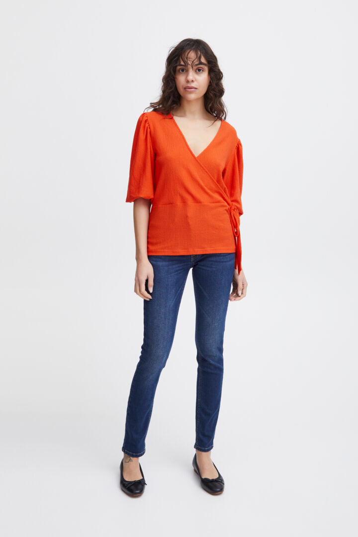 Maire V-Neck Top (Grenadine/Red)