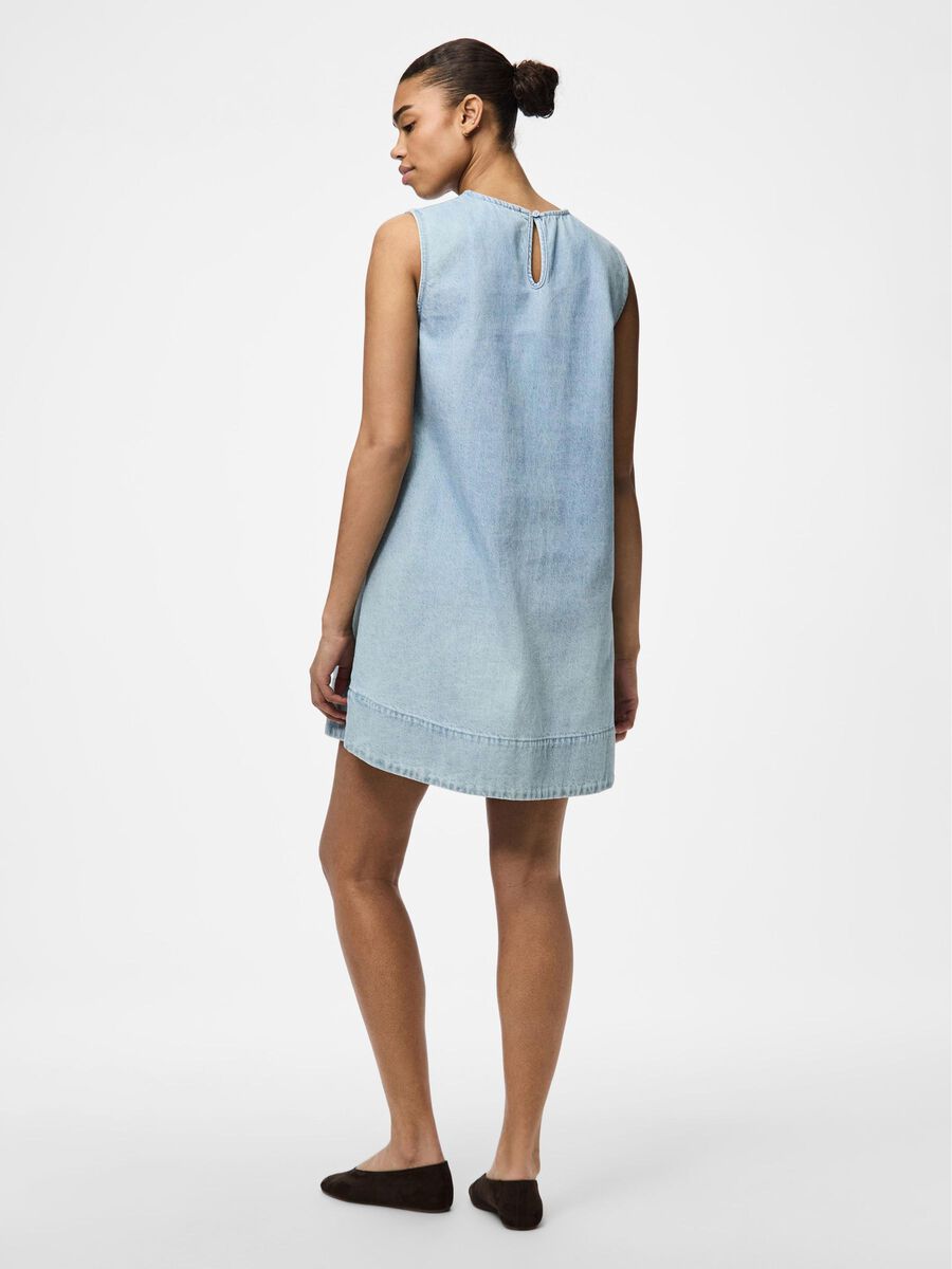 Flora Denim Dress (Light Blue)