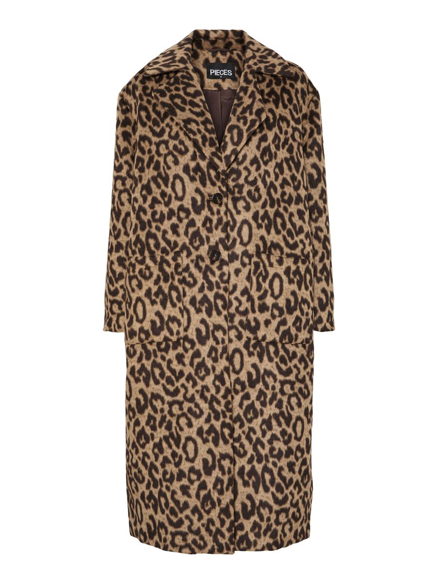 Jenna Long Printed Coat (Black/Leopard)