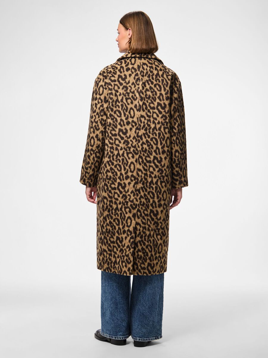 Jenna Long Printed Coat (Black/Leopard)