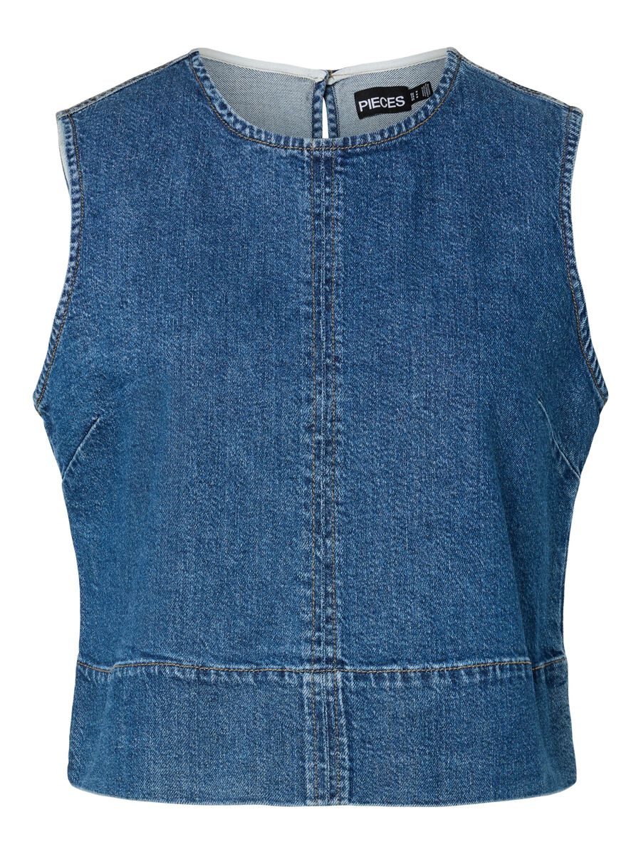 Kassy Sleeveless Top (Mid Blue Denim)