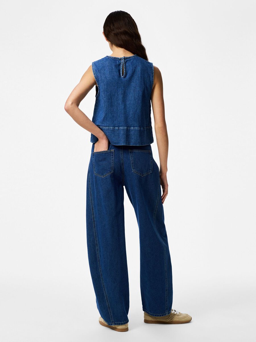 Kassy Sleeveless Top (Mid Blue Denim)