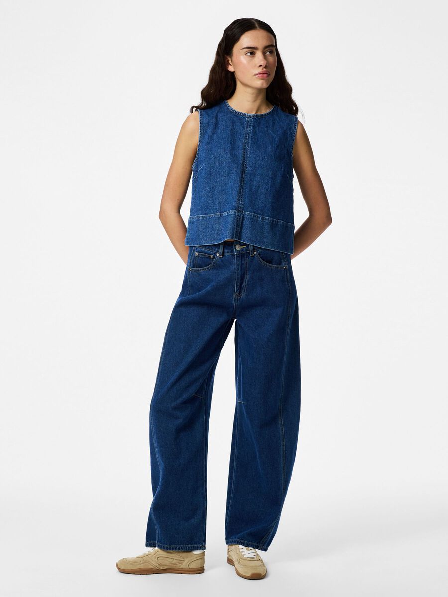 Kassy Sleeveless Top (Mid Blue Denim)