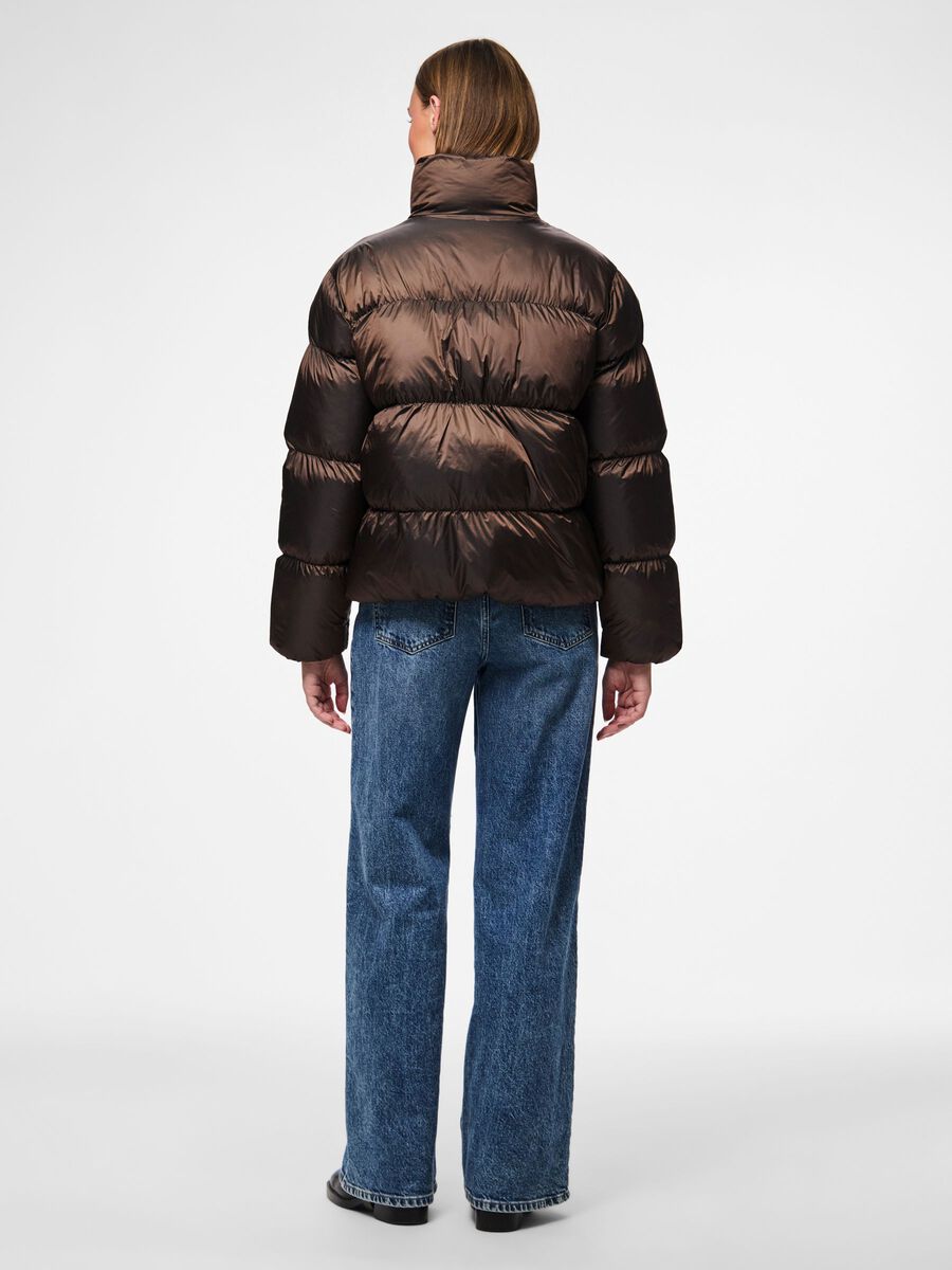 Candy Shiny Puffer Jacket (Hot Fudge)