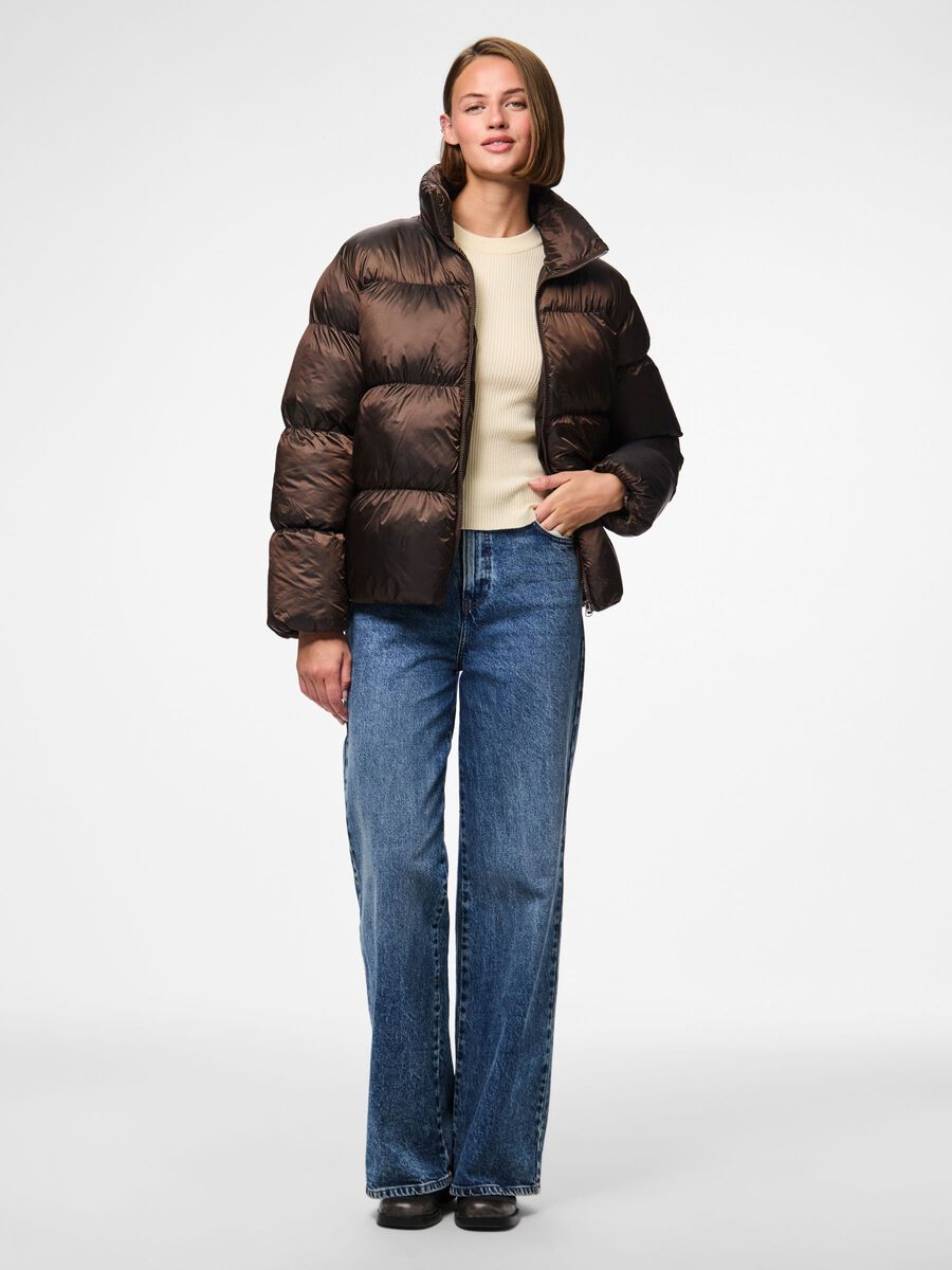 Candy Shiny Puffer Jacket (Hot Fudge)