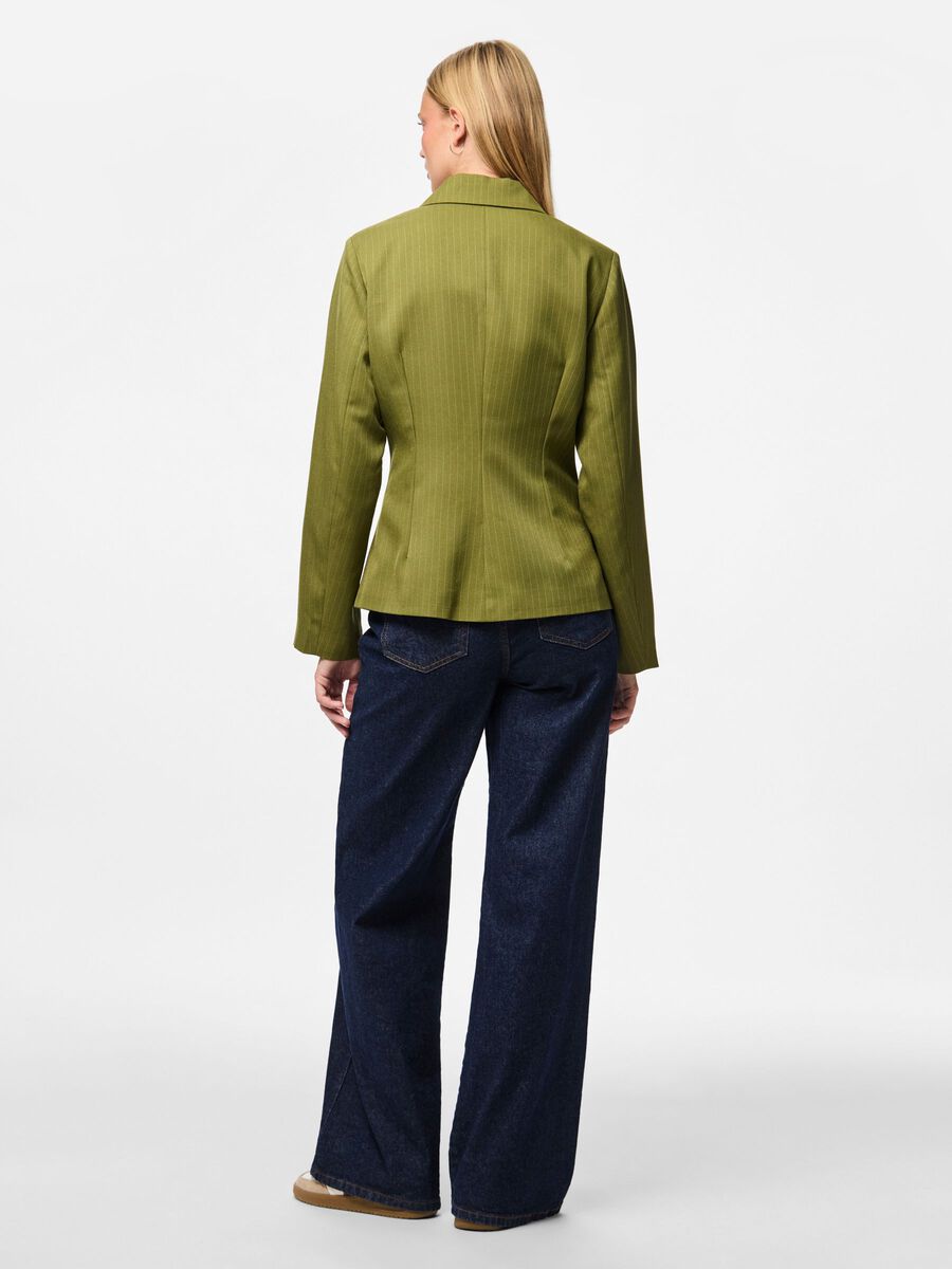 Faye Pinstripe Blazer (Sphagnum)