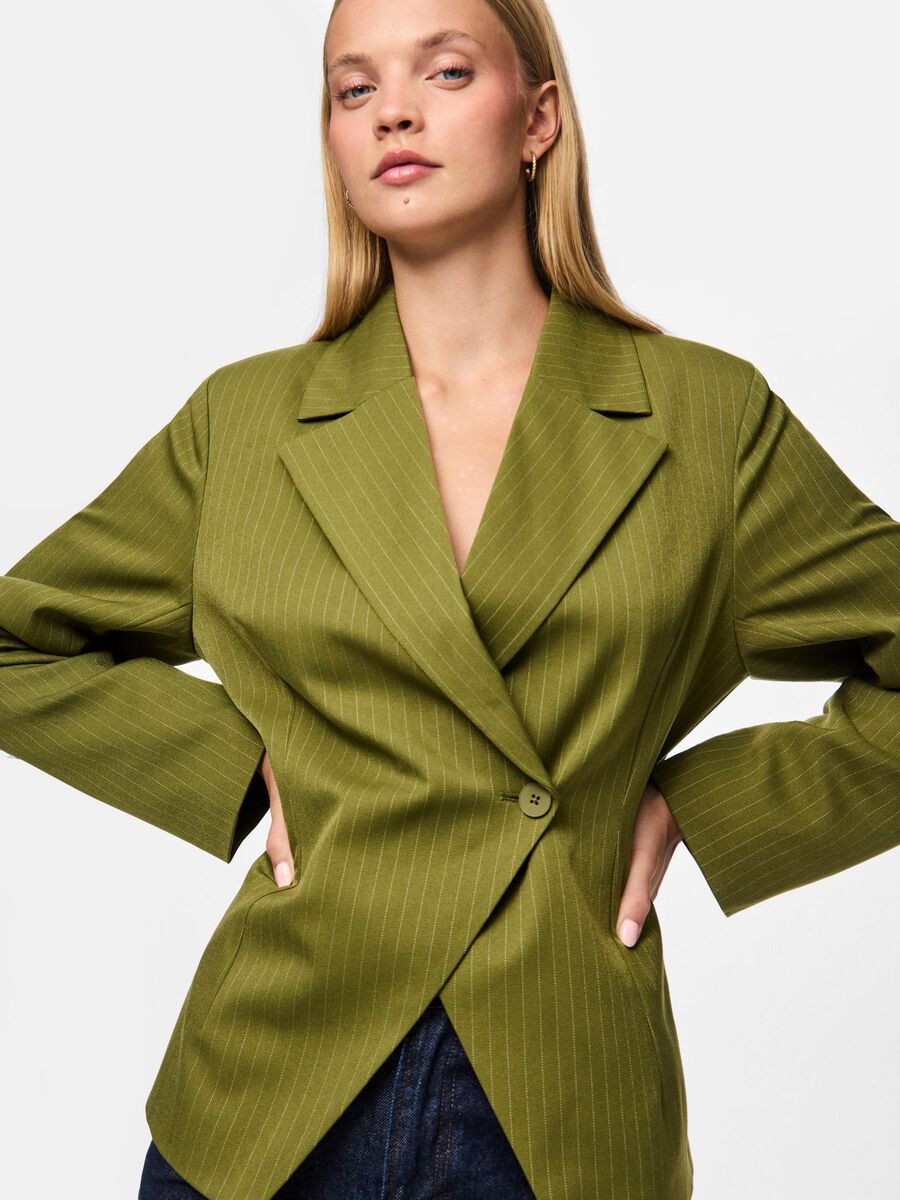 Faye Pinstripe Blazer (Sphagnum)
