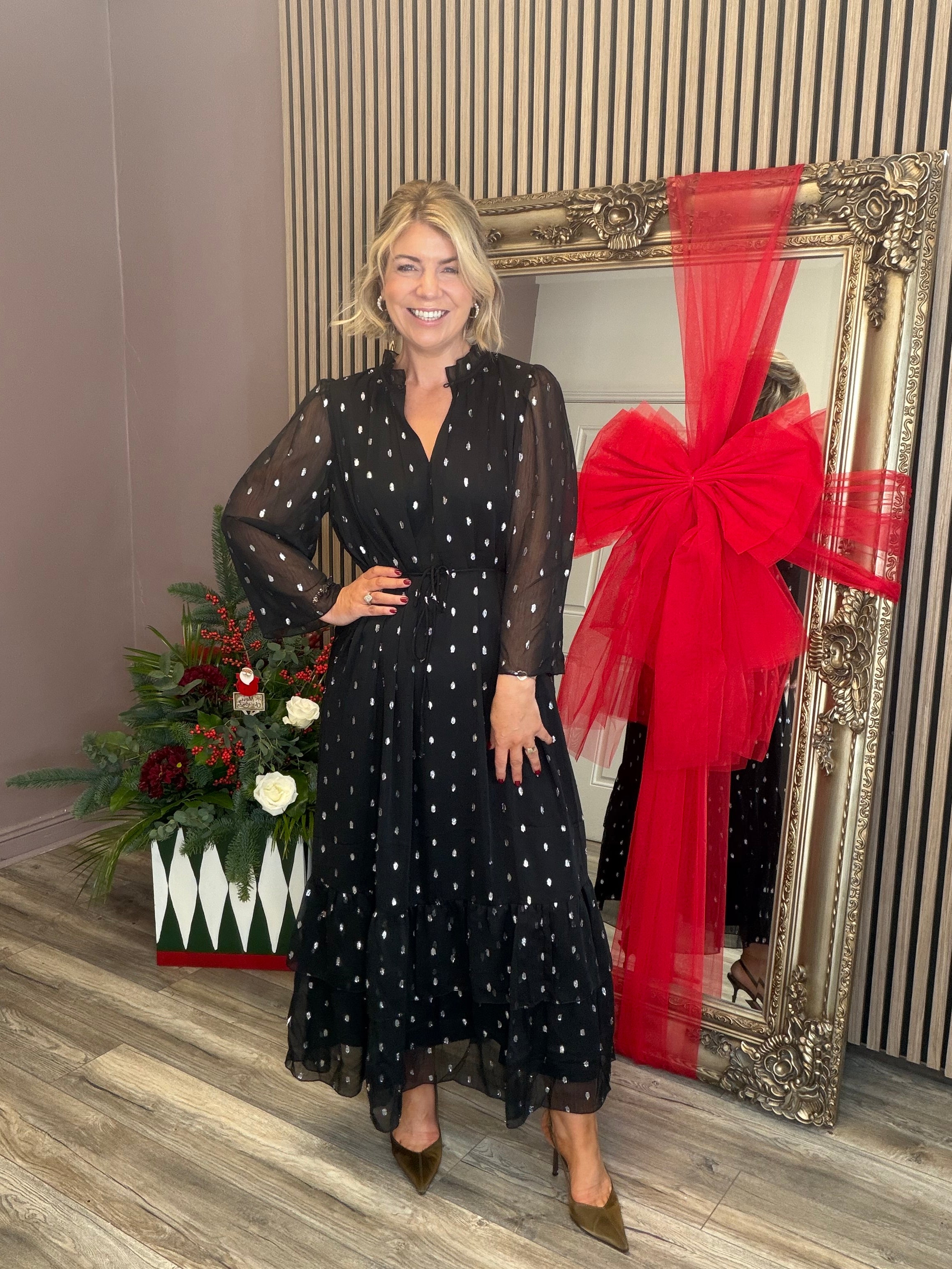 Mena Long Dress (Black/Silver)