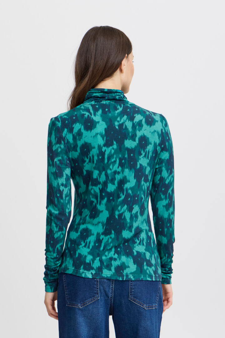 Nava Roll Neck Top (Green/Blue Slate)