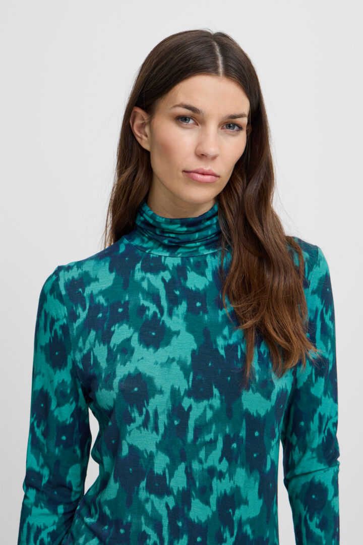 Nava Roll Neck Top (Green/Blue Slate)