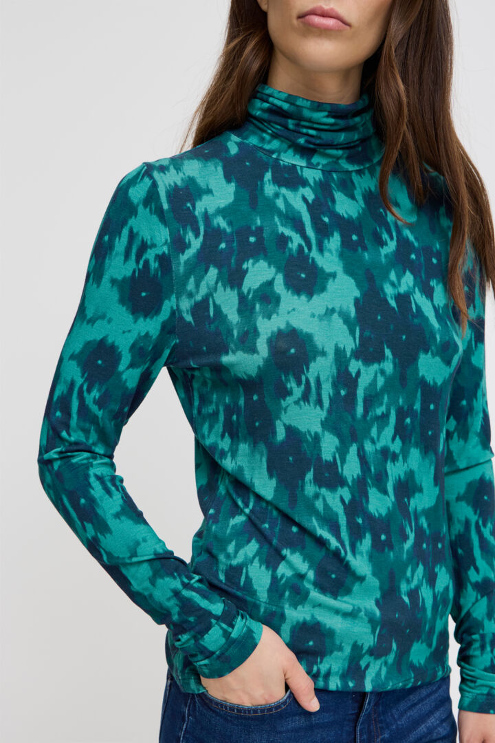 Nava Roll Neck Top (Green/Blue Slate)