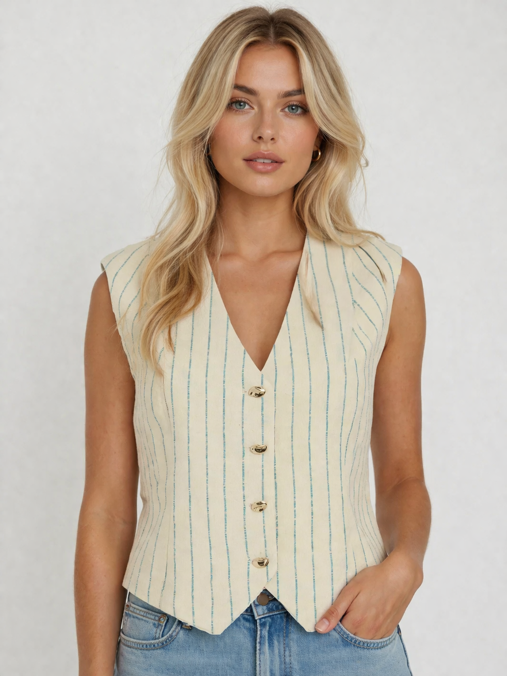 Aya Waistcoat (Birch/Enamel Blue)