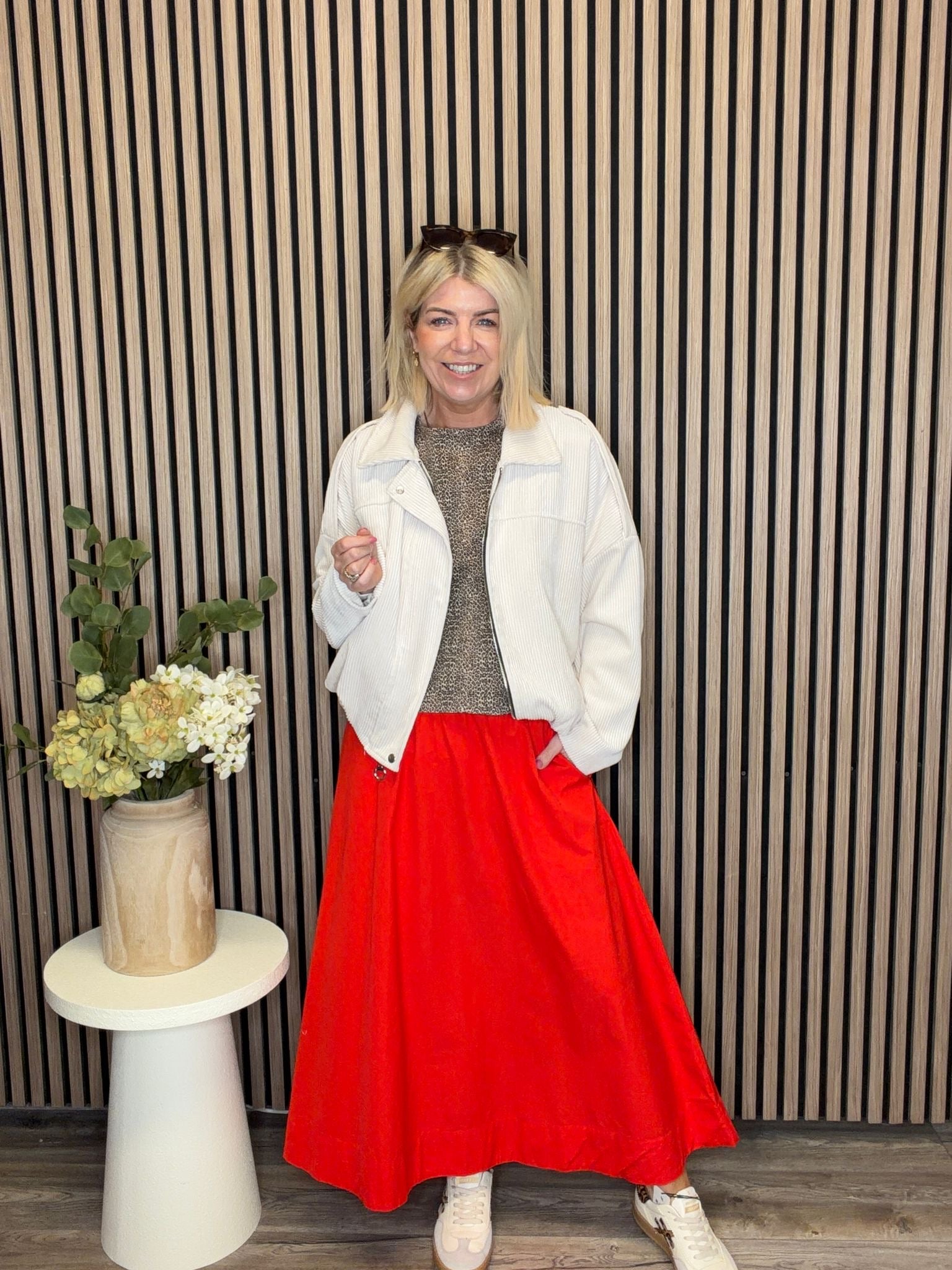 Coleen Ankle Skirt (Fiery Red)