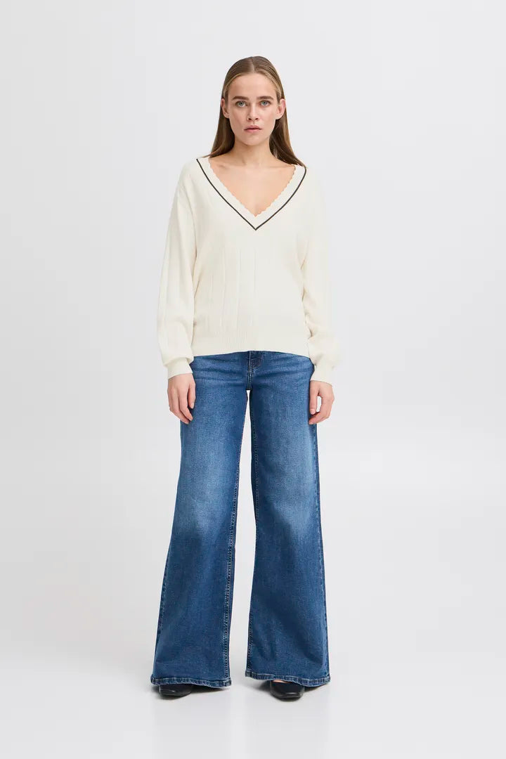 Zanora V-Neck Jumper (Birch)