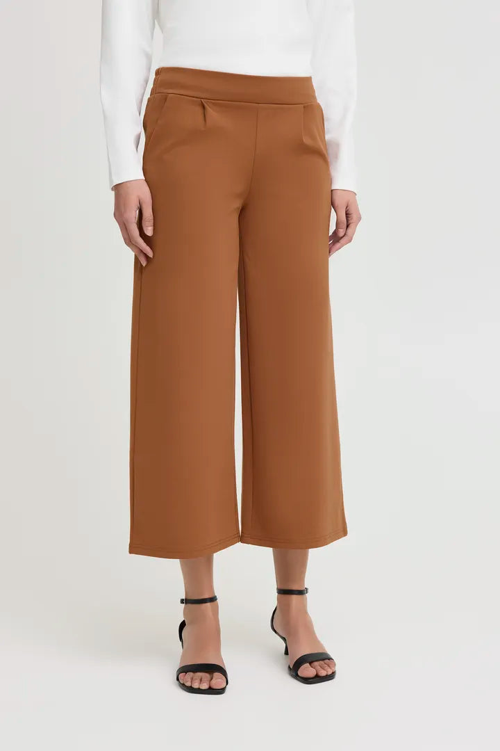 Kate Cropped Wide Leg Pants (Brown Patina)