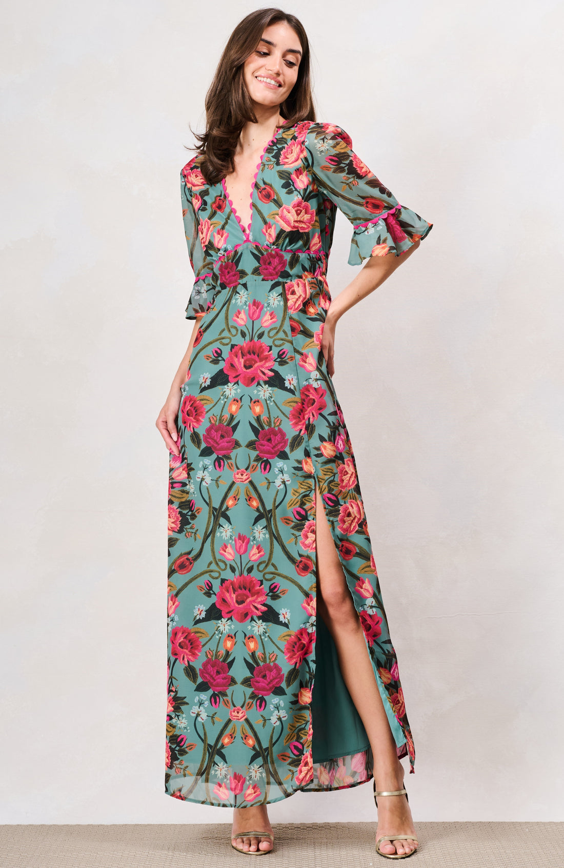 The Joanna Maxi Dress (Teal Pink/Multi)