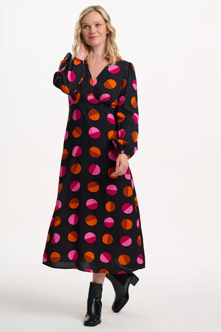Marcie Midi Dress (Black/Polka)